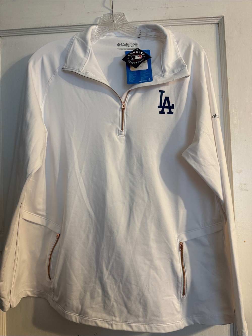 Columbia Women's White LA Dodgers Half-Zip Utility Jacket